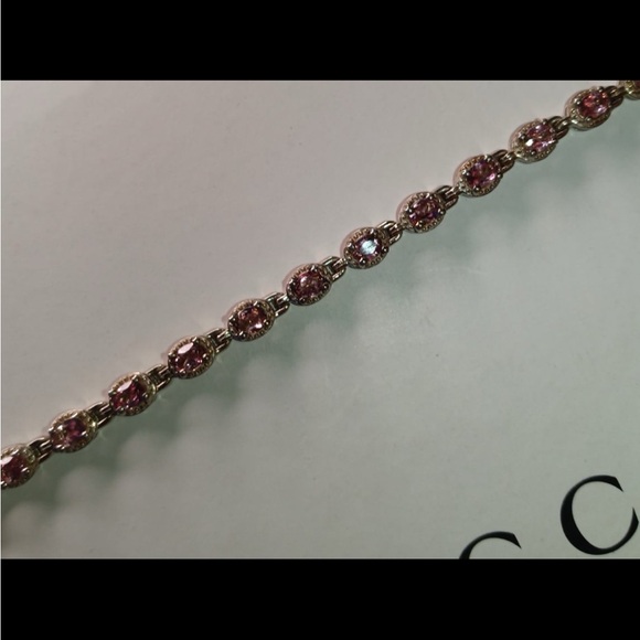 Platinum over Sterling Silver Pink Lab grown Diamond Bracelet - Picture 5 of 7